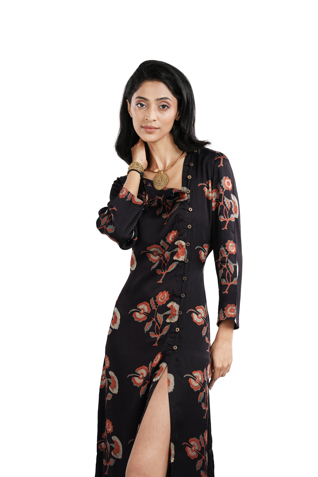 ಕಮಲ ರೇಖೆ | Floral Slit Midi Dress