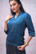 Saphire Mandarin Floral Shirt